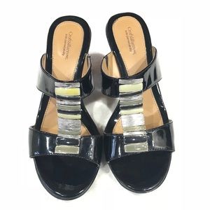 ✨CROFT & BARROW Black Gold Silver Slip-on Heel